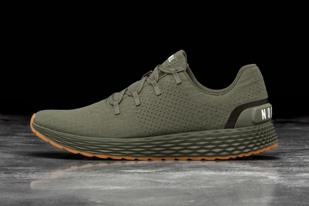 NOBULL Men's Gum Ripstop Running Shoes - Army Green - Ireland (8574ORAIX)